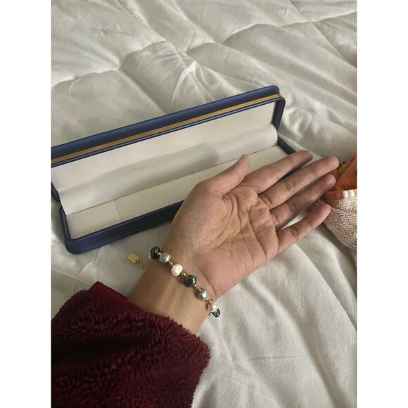 pearl bracelet Vintage statement chain cultured bead bracelet gold wit gift box - Picture 4 of 10